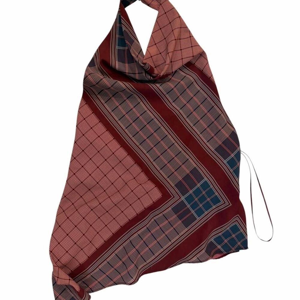 Zara halter top with red, blue, and beige plaid pattern